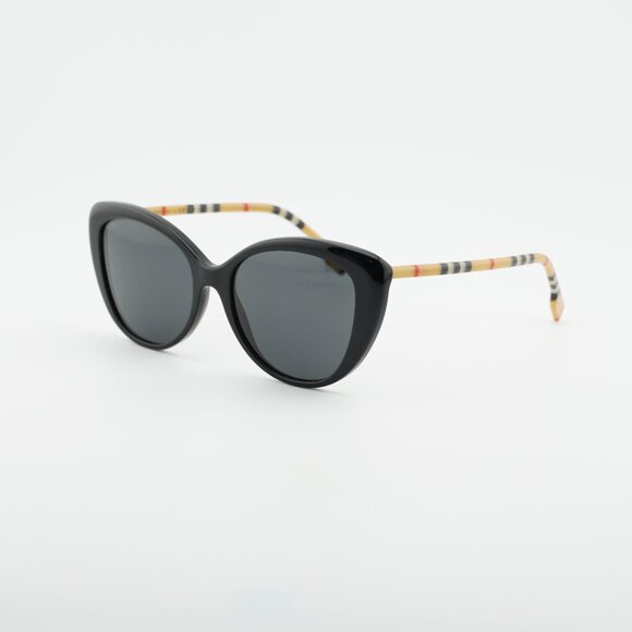 Burberry BE4407 385387 Sunglasses Black/Vintage Cat Eye Frame, Grey Lenses